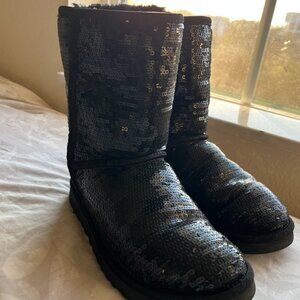 UGG Australia Black Sequin Classic Short Boots